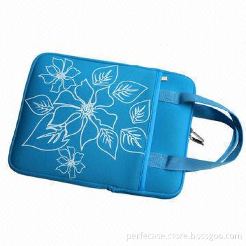 Laptop Sleeve Neoprene, 10-inch, Bright Blue Color, Fashionable Printing, Convenient Carrying Handle